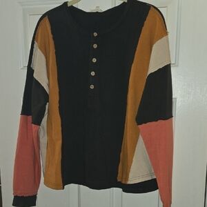 Easel Multicolor Long Sleeve Top